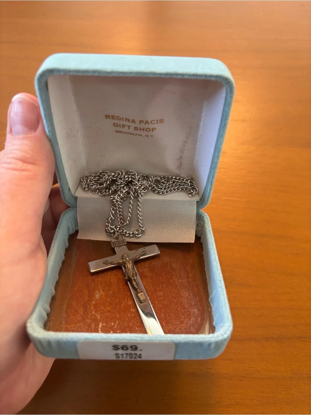 Sterling Silver Cross Pendant Necklace on 24” chain